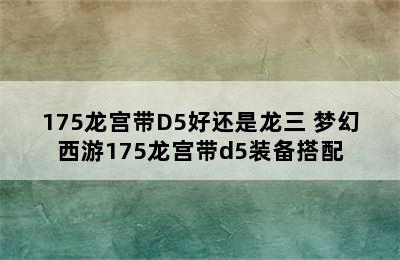 175龙宫带D5好还是龙三 梦幻西游175龙宫带d5装备搭配